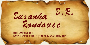 Dušanka Rondović vizit kartica